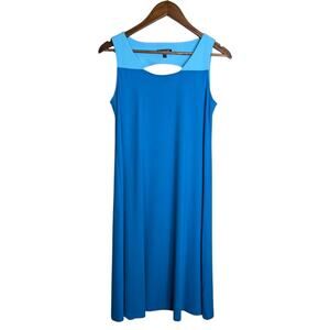 Eileen Fisher Colorblock Jersey Knit Dress XS Two Tone Cutout Back Minimalist